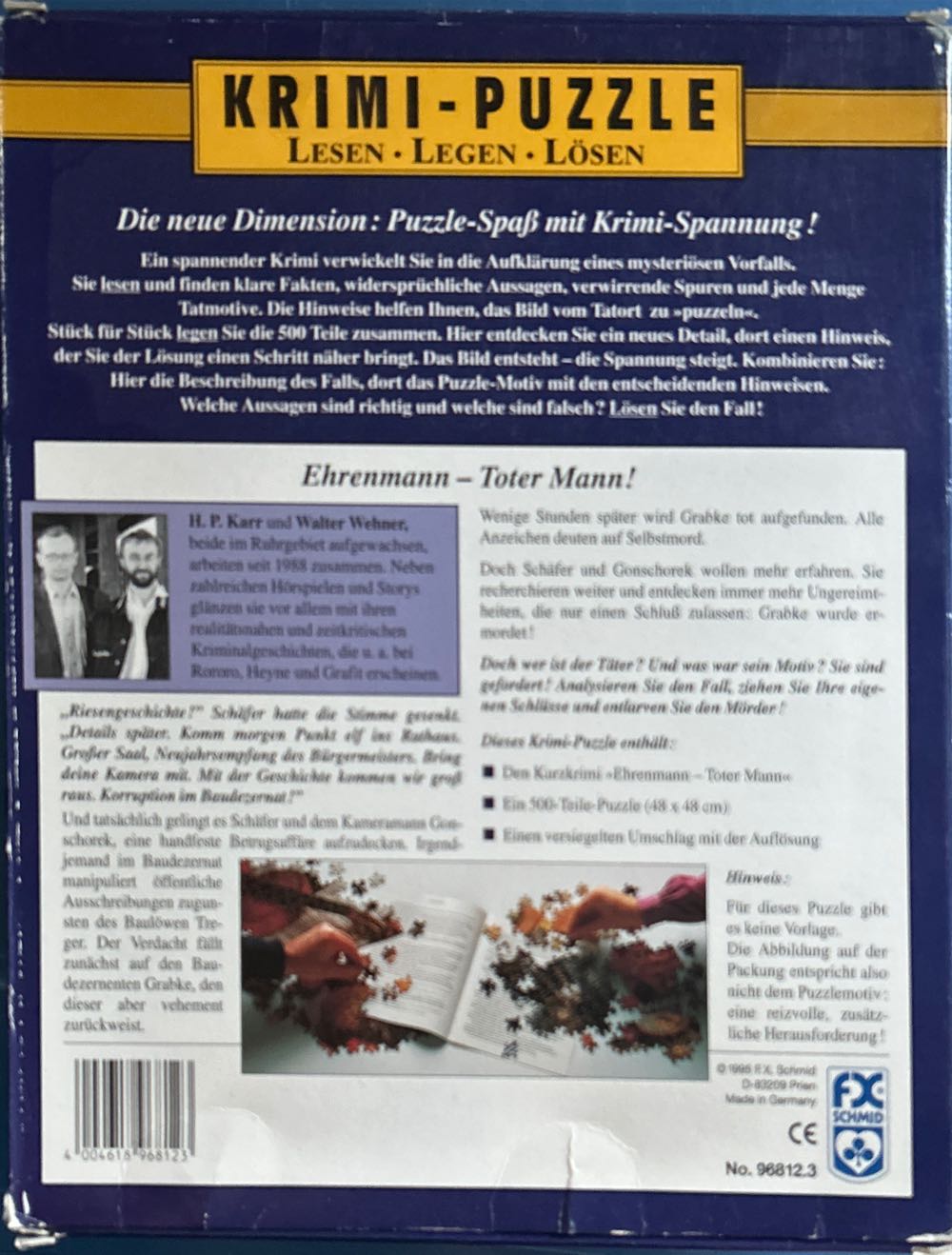 Man Dead Man Fx Schmid Crime Honor Reading Laying Solving - F X Schmid puzzle collectible [Barcode 4004618968123] - Main Image 2