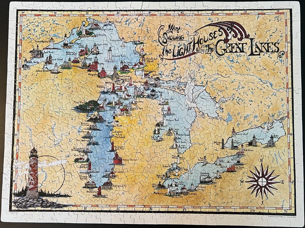Map Showing Lighthouses Of The Great Lakes-695, 9/24/24-SOLD - Avery Color Studios puzzle collectible [Barcode 812012001506] - Main Image 2