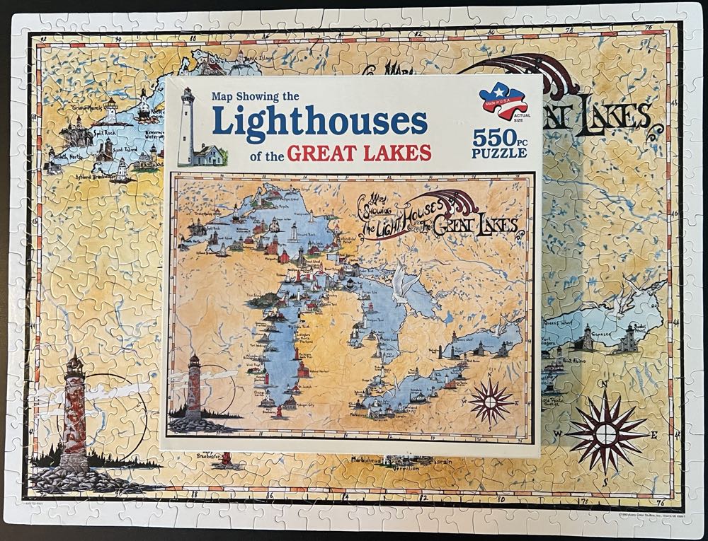 Map Showing Lighthouses Of The Great Lakes-695, 9/24/24-SOLD - Avery Color Studios puzzle collectible [Barcode 812012001506] - Main Image 4