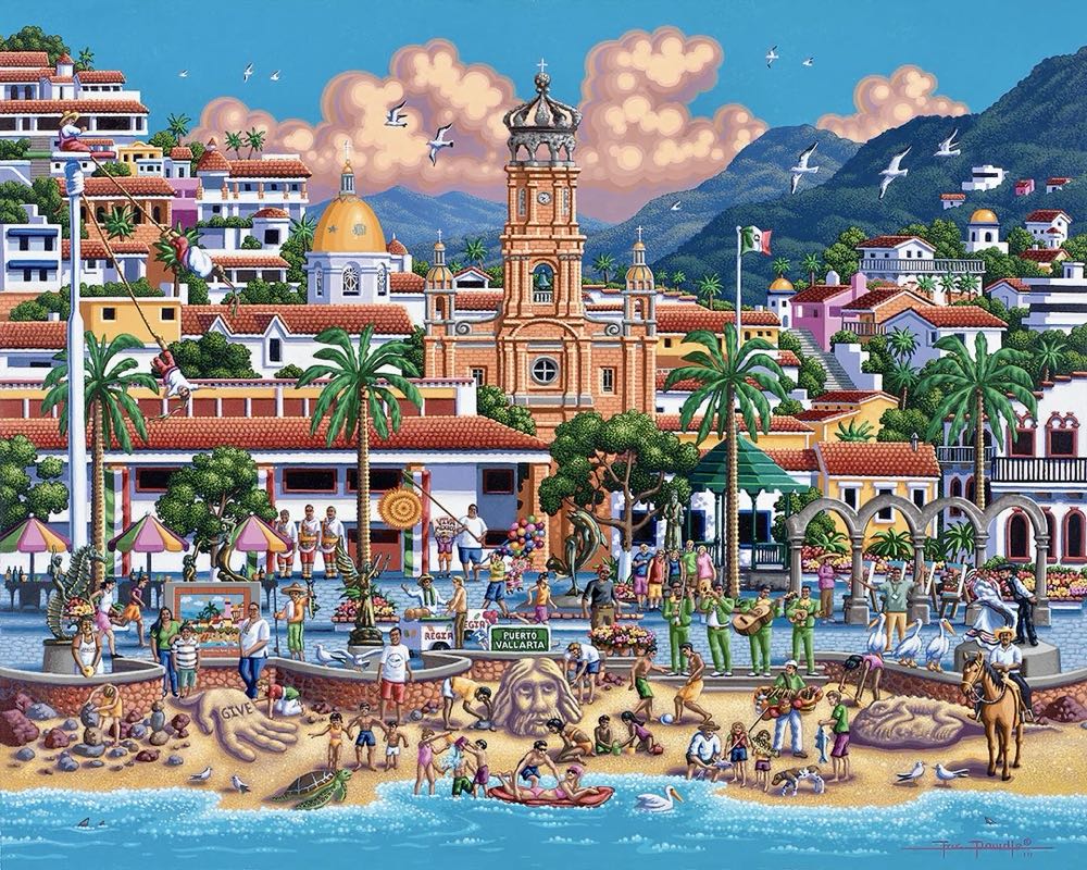 Puerto Vallarta 🆕 - Dowdle Folk Art puzzle collectible [Barcode 671095202237] - Main Image 2