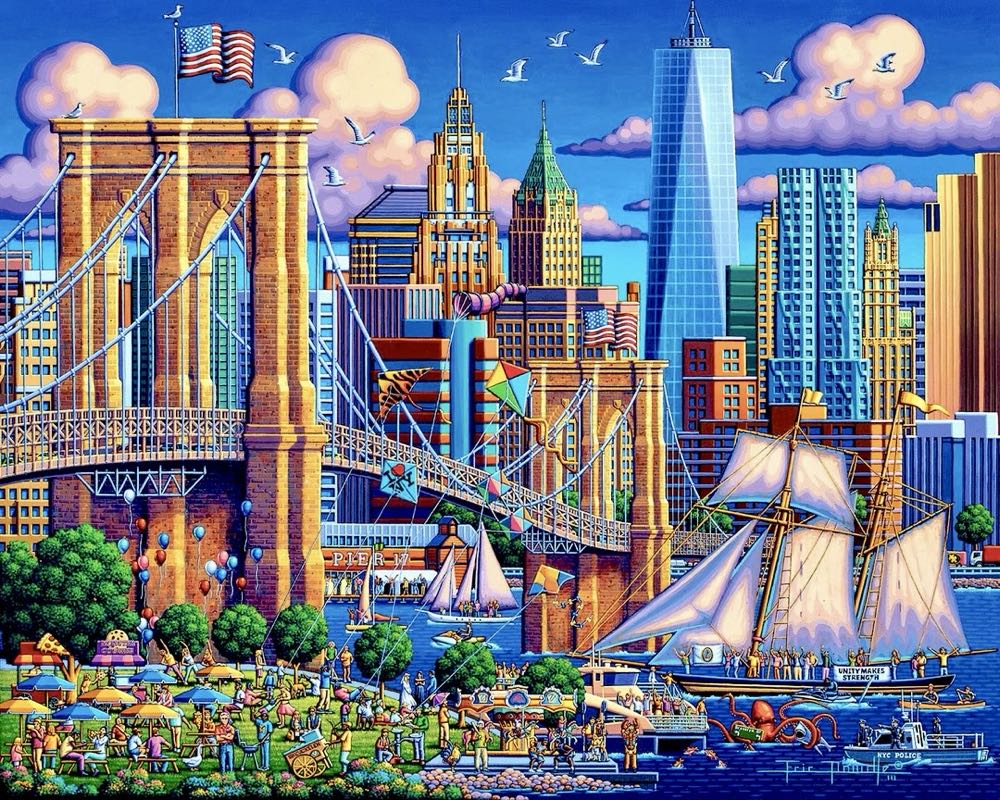Brooklyn Bridge 🆕 - Dowdle Folk Art puzzle collectible [Barcode 671095004398] - Main Image 2