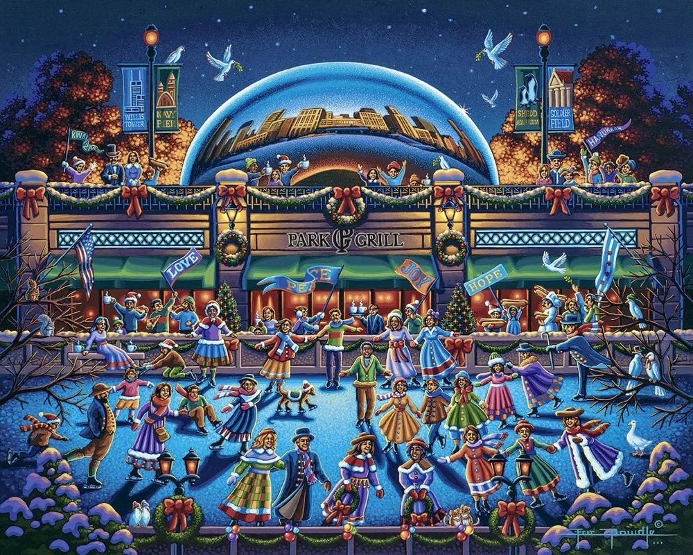 Chicago Winter 🆕 - Dowdle Folk Art puzzle collectible [Barcode 671095004596] - Main Image 2