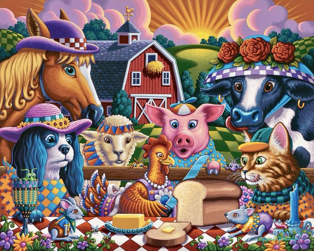 Little Red Hen 🆕 - Dowdle Folk Art puzzle collectible [Barcode 671095004350] - Main Image 2