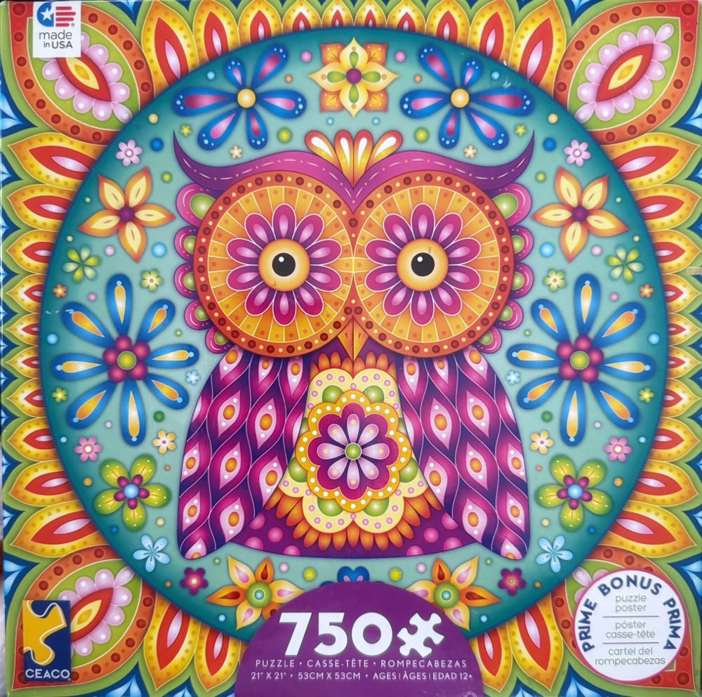 Groovy Animals : Owl Mandala - Ceaco puzzle collectible [Barcode 021081291002] - Main Image 2