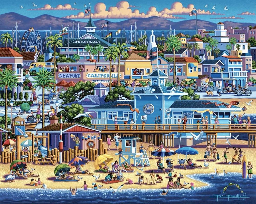 Beaches : Newport Beach 🆕 - Dowdle Folk Art puzzle collectible - Main Image 2