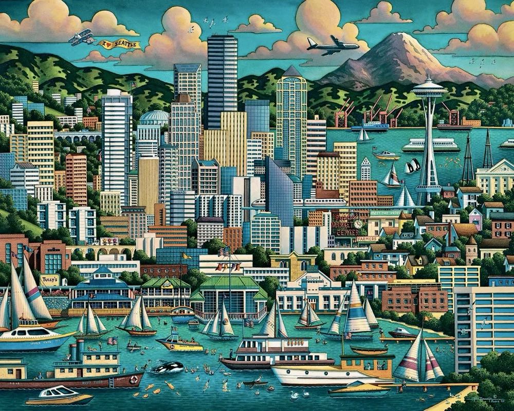 American Cities : Seattle 🆕 - Dowdle Folk Art puzzle collectible - Main Image 2