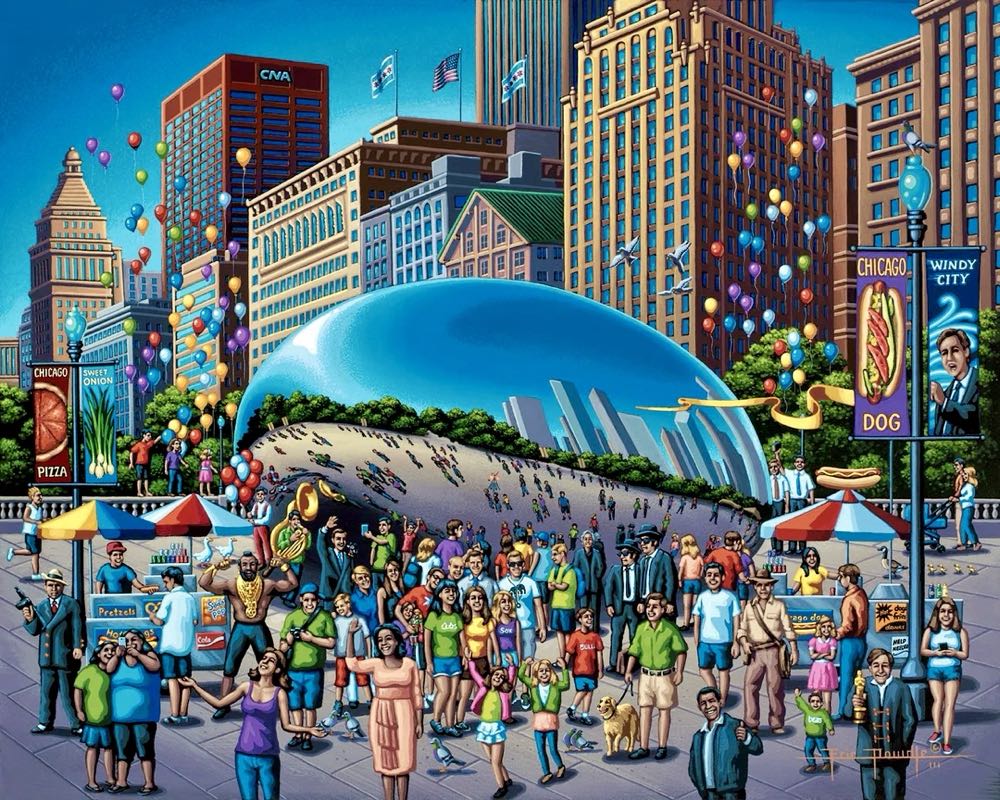 American Cities : Chicago Bean 🆕 - Dowdle Folk Art puzzle collectible - Main Image 2