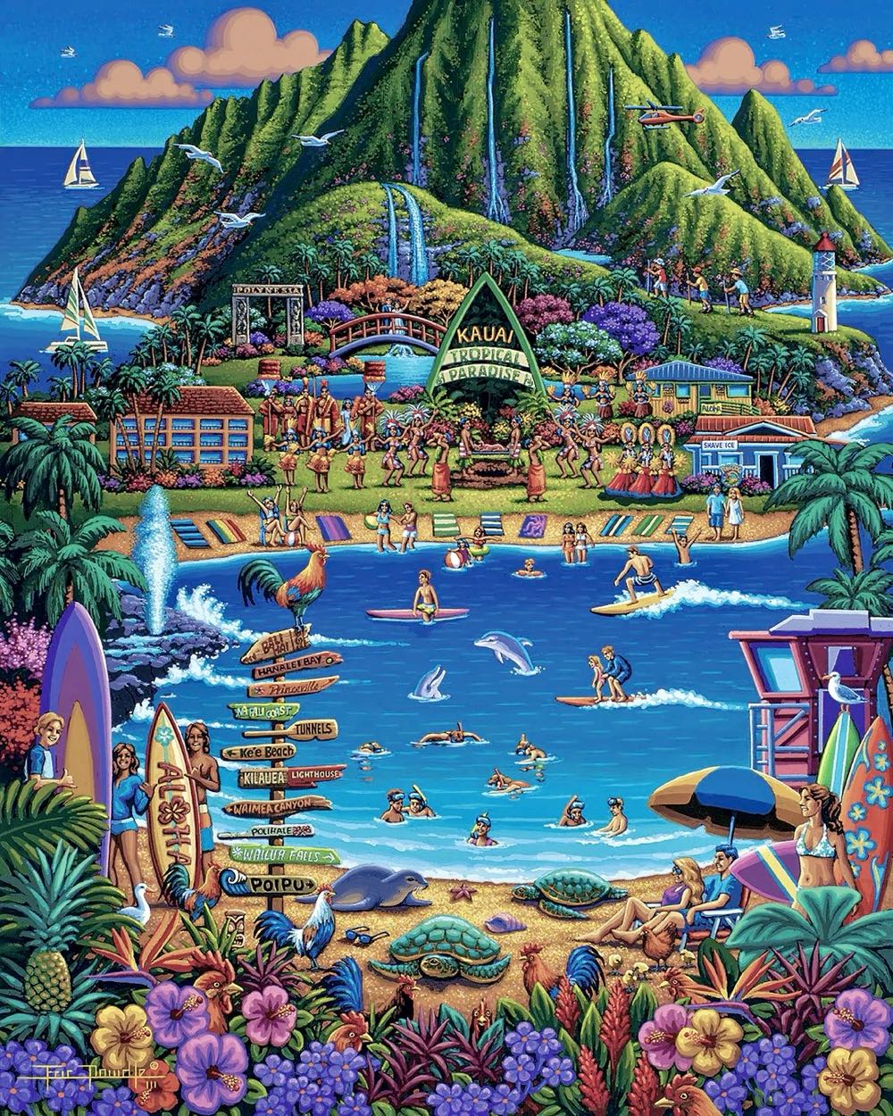 Beaches : Kauai 🆕 - Dowdle Folk Art puzzle collectible - Main Image 2