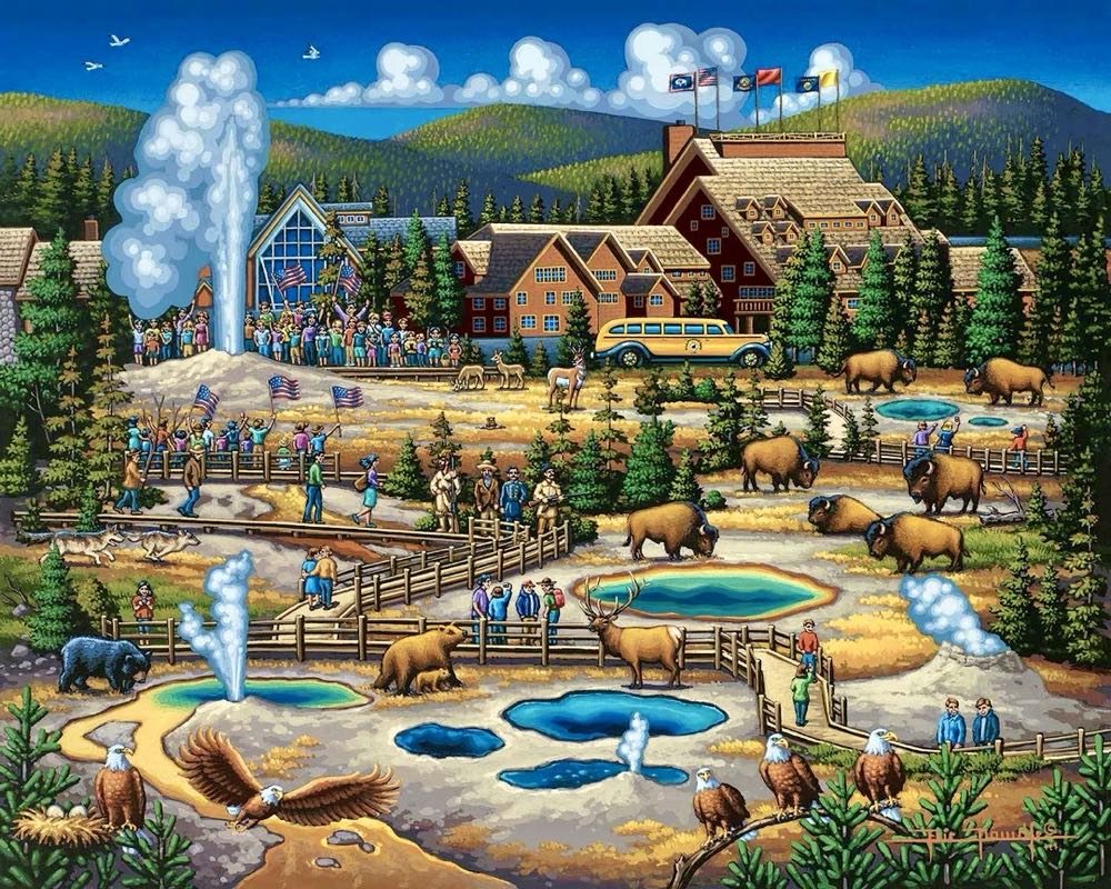Outdoor Adventure : Yellowstone Old Faithful - Dowdle Folk Art puzzle collectible - Main Image 2