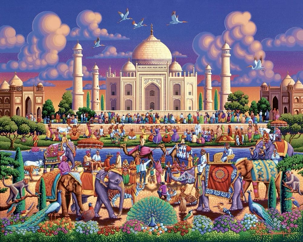 Destinations : Taj Mahal 🆕 - Dowdle Folk Art puzzle collectible - Main Image 2
