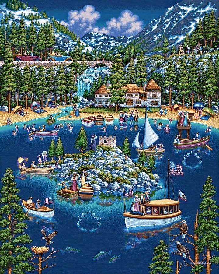 Outdoor Adventure : Lake Tahoe 🆕 - Dowdle Folk Art puzzle collectible - Main Image 2