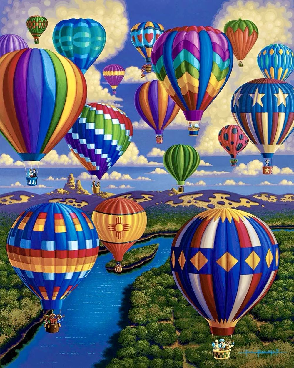 Outdoor Adventure : Balloon Festival 🆕 - Dowdle Folk Art puzzle collectible - Main Image 2