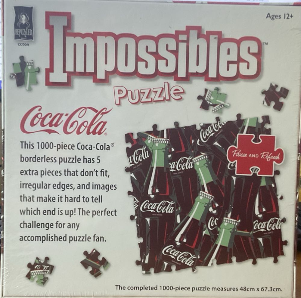Jigsaw No Edge Pieces Coca Cola Impossibles Piece & Brand New Sealed 5 Extra - Bepuzzled puzzle collectible [Barcode 9328509001474] - Main Image 2