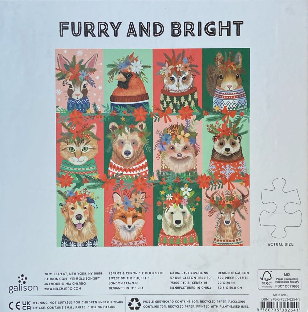 Furry And Bright - Galison puzzle collectible [Barcode 9780735382541] - Main Image 3