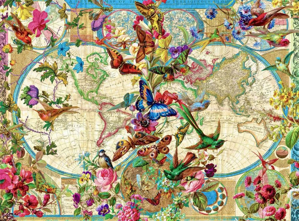 Birds, Butterflies & Blooms Map • - Buffalo puzzle collectible [Barcode 079346127214] - Main Image 2