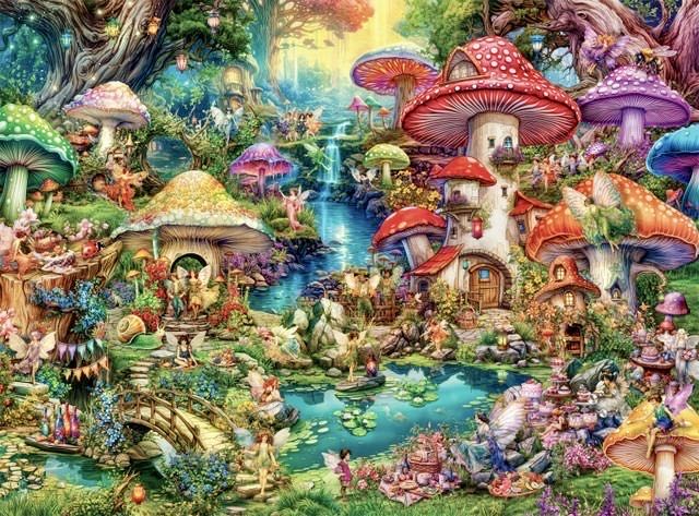 Aimee Stewart : Merry Mushroom Village Picnic SHARED  - Buffalo puzzle collectible [Barcode 079346127504] - Main Image 2