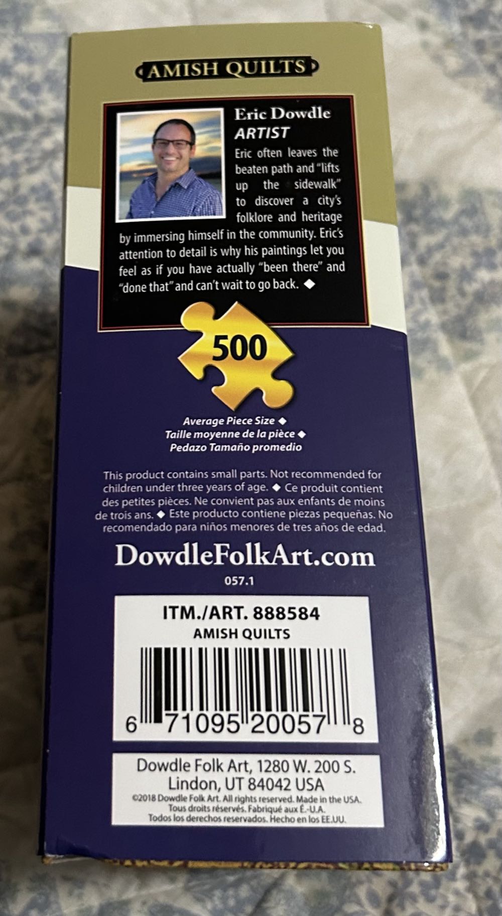 Amish Quilts-Sold - Dowdle puzzle collectible [Barcode 671095200578] - Main Image 3