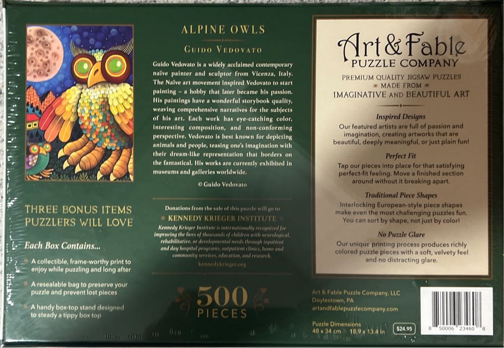 Alpine Owl - Art & Fable Puzzle Company puzzle collectible [Barcode 850006234608] - Main Image 2