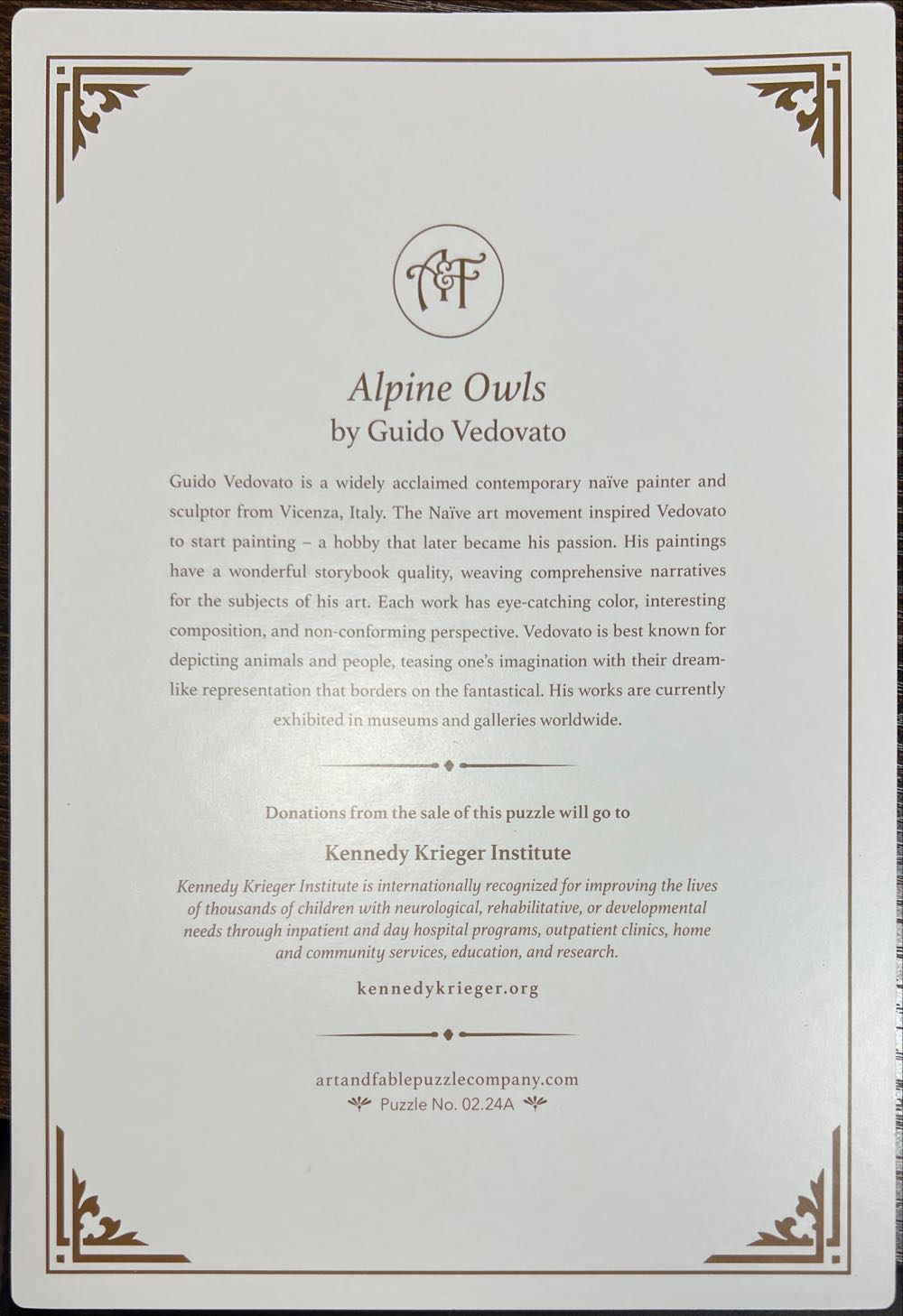 Alpine Owl - Art & Fable Puzzle Company puzzle collectible [Barcode 850006234608] - Main Image 3