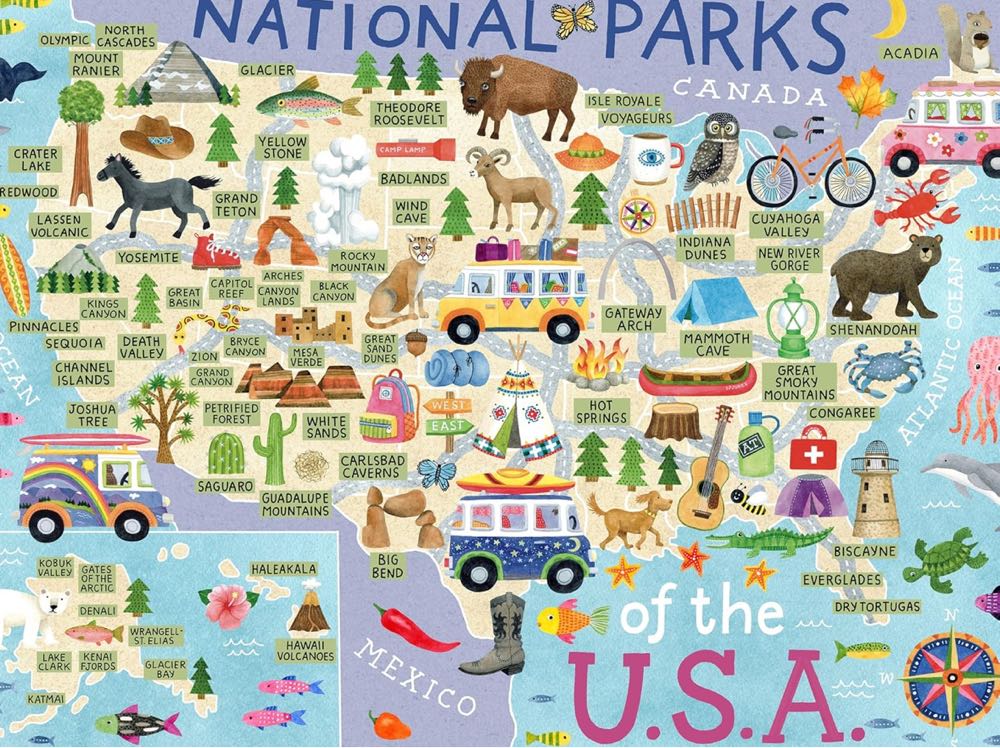 National Parks Map - Ceaco puzzle collectible [Barcode 021081242387] - Main Image 2