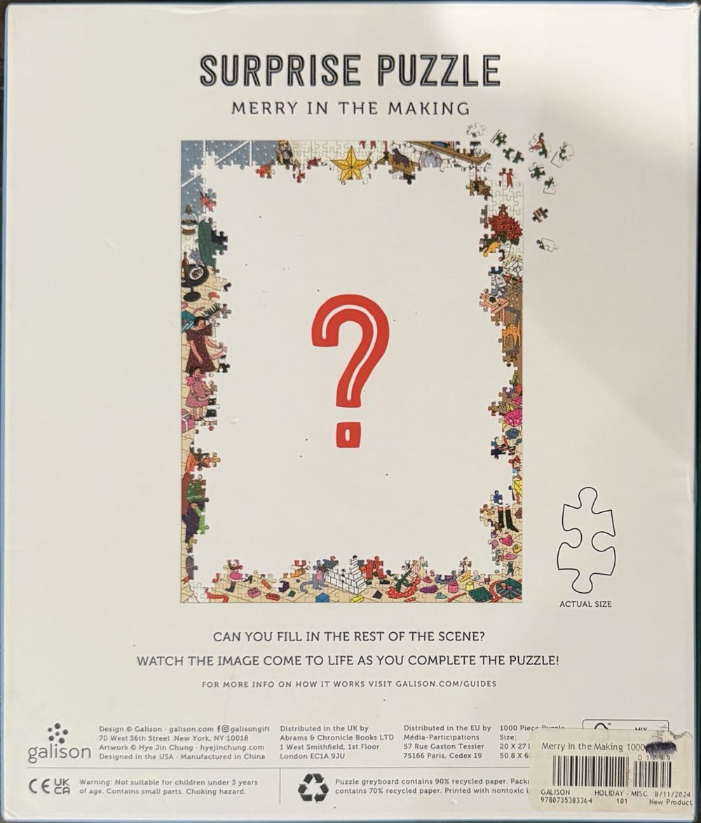 Merry In The Making-NIB-FOR SALE - Galison puzzle collectible [Barcode 9780735383364] - Main Image 4