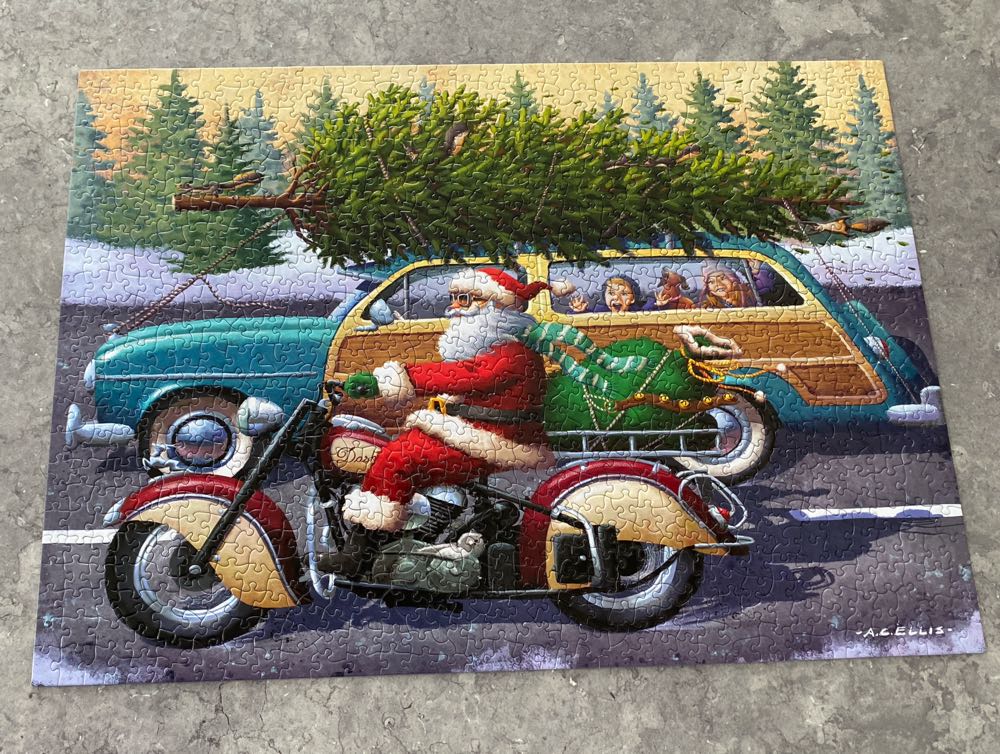 Motorcycle Santa✅🚫 - Boardwalk Puzzle Company puzzle collectible [Barcode 671095406246] - Main Image 3