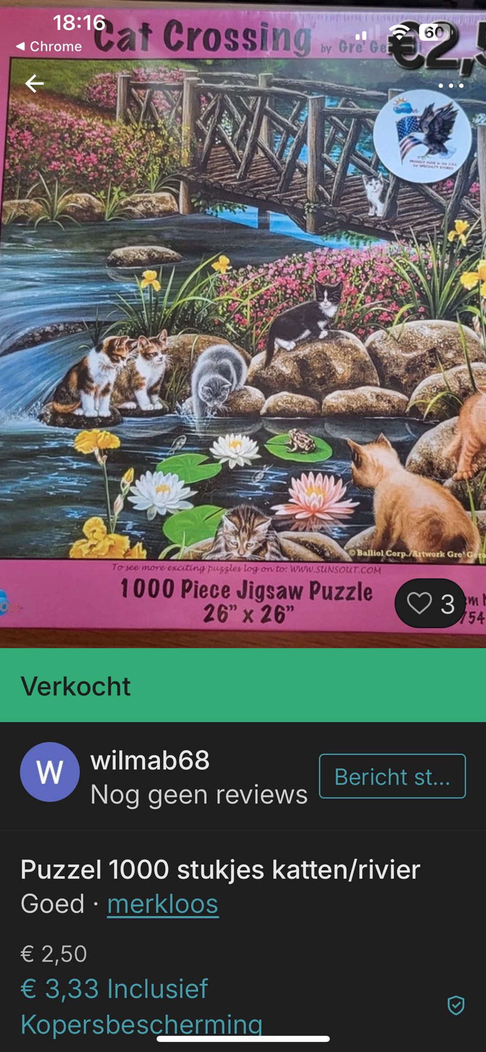 Cat Crossing - SunsOut puzzle collectible [Barcode 796780754119] - Main Image 3