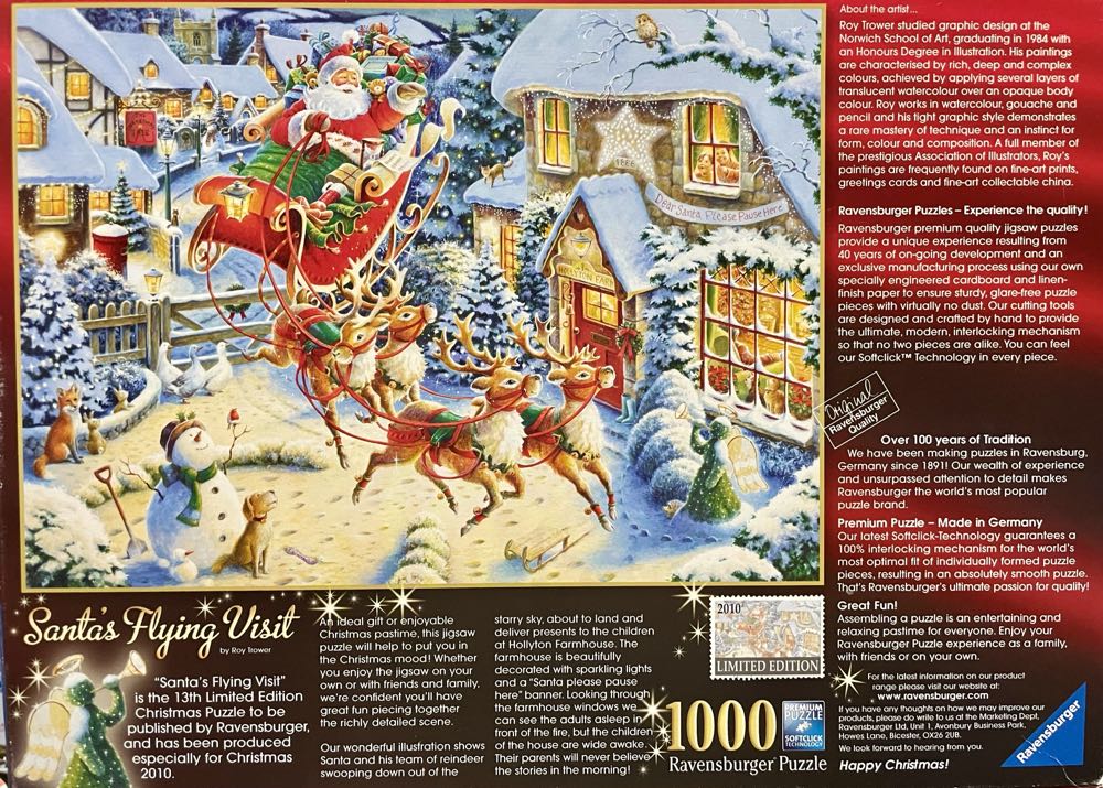 2010 Limited Edition : Santa’s Flying Visit - Ravensburger puzzle collectible [Barcode 4005556192519] - Main Image 3