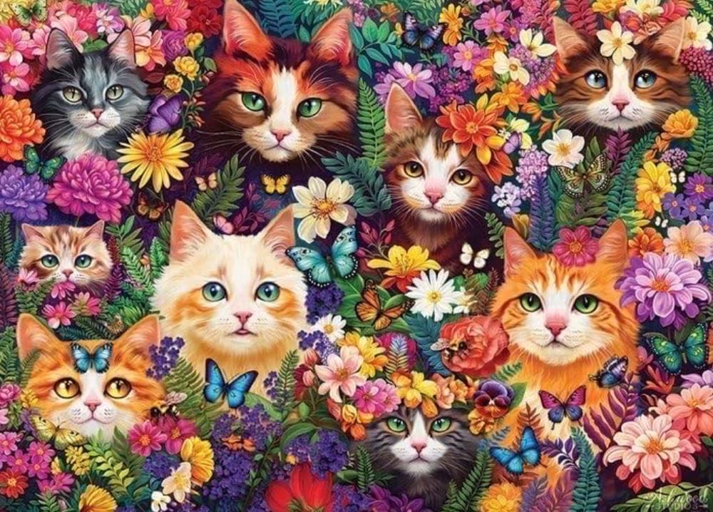 Blooming Whiskers - Cobble Hill puzzle collectible [Barcode 625012402897] - Main Image 2