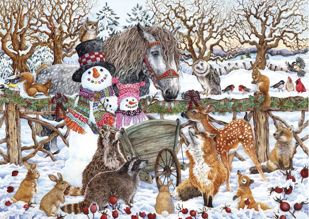 Two Snowmen Winter Scene - Alipson puzzle collectible - Main Image 2