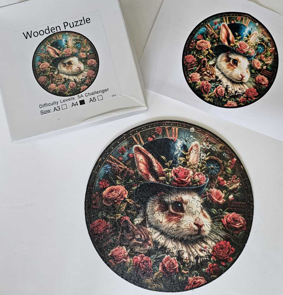 Rabbit On The Clock  - Wooden Puzzle puzzle collectible [Barcode 22786508949] - Main Image 3