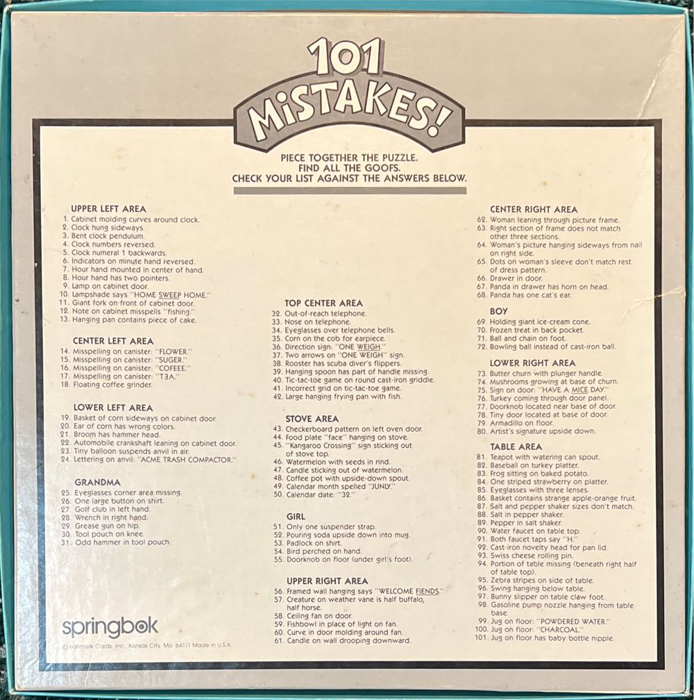 101 Mistakes - Grandma’s Kitchen - Springbok - Hallmark Cards, Inc. puzzle collectible [Barcode 070000017186] - Main Image 2