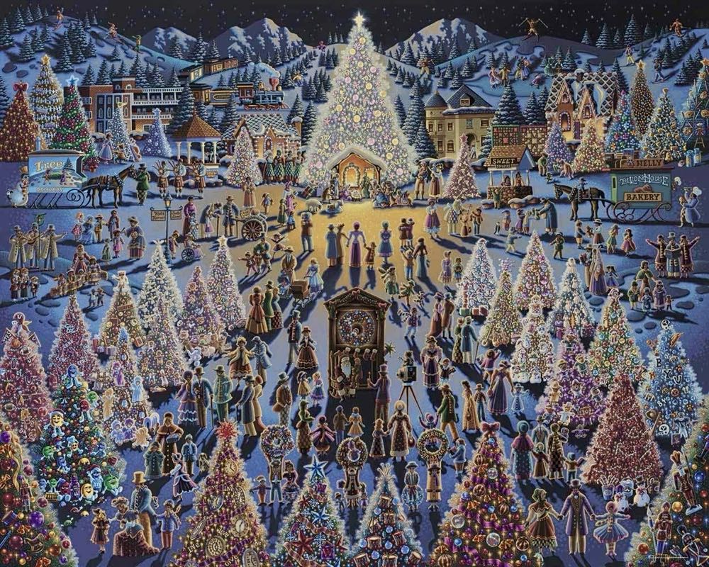 Festival of Trees - Dowdle Folk Art puzzle collectible [Barcode 671095201131] - Main Image 2