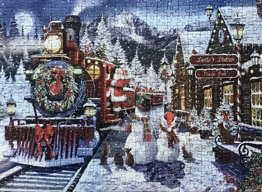 Train Station with Snowman - Clementoni puzzle collectible [Barcode 8005125815029] - Main Image 2