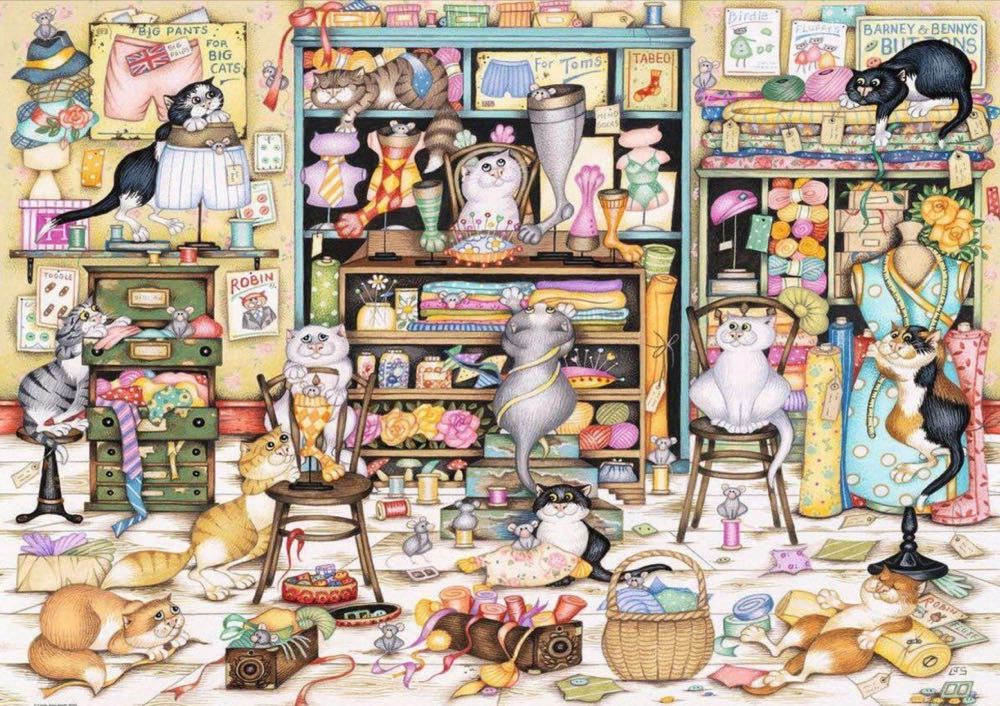 Crazy Cats-Mrs Hardwick’s Haberdashery-TRADED - Ravensburger puzzle collectible [Barcode 4005555010838] - Main Image 2