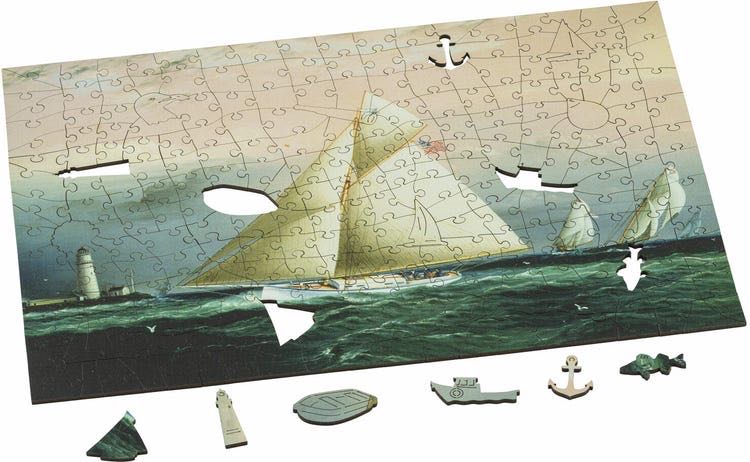 Wentworth - The Cutter Yacht In A Race Off Boston Light - Wentworth Wooden Puzzles 🇬🇧 puzzle collectible [Barcode 6050265378035] - Main Image 2