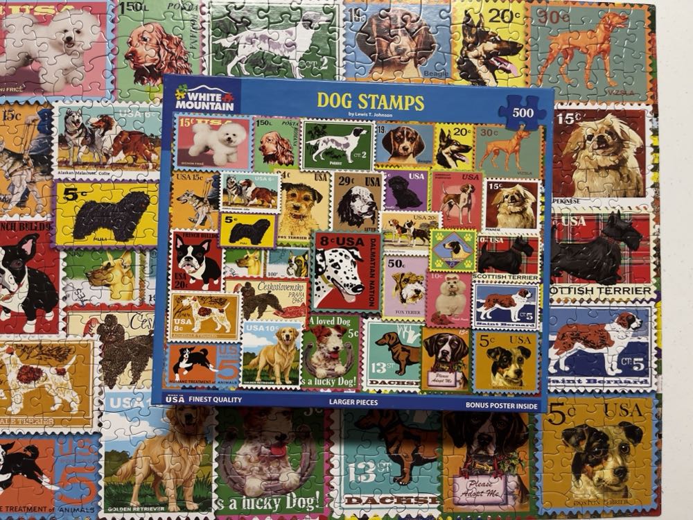 Dog Stamps - White Mountain puzzle collectible [Barcode 724819268467] - Main Image 2