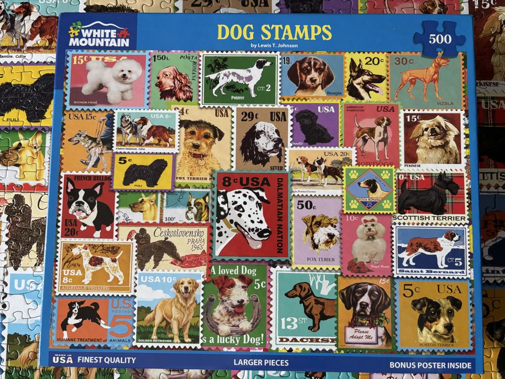 Dog Stamps - White Mountain puzzle collectible [Barcode 724819268467] - Main Image 3