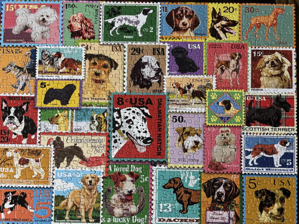 Dog Stamps - White Mountain puzzle collectible [Barcode 724819268467] - Main Image 4
