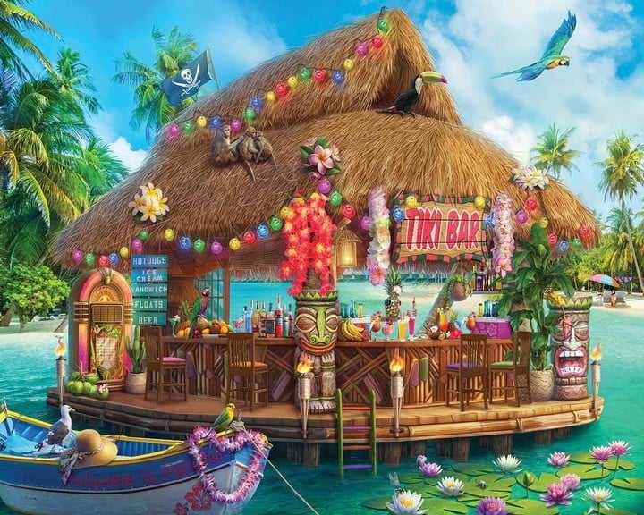 Floating Tiki Bar. (SAVE FOR GLENNA) - White Mountain puzzle collectible - Main Image 2