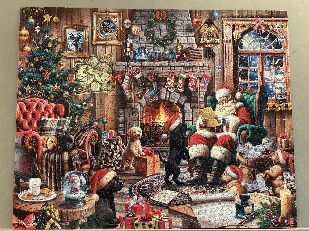 Christmas Puppies - White Mountain puzzle collectible [Barcode 724819268573] - Main Image 2