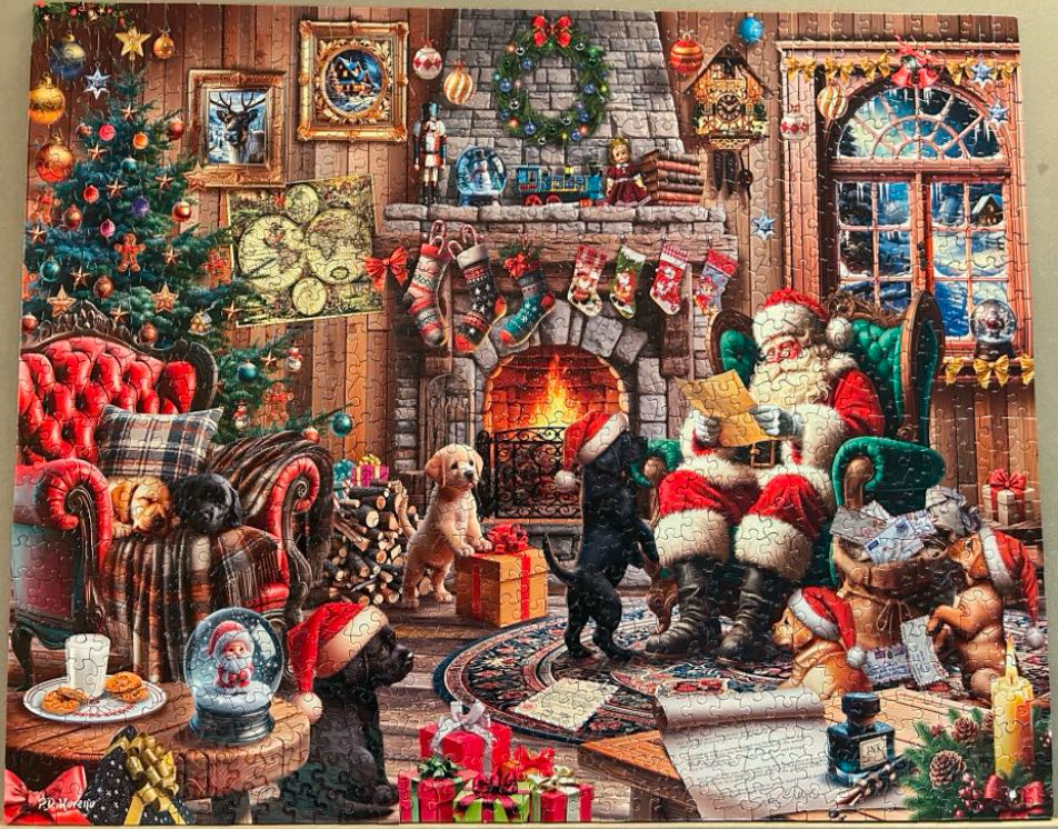 Christmas Puppies - White Mountain puzzle collectible [Barcode 724819268573] - Main Image 3