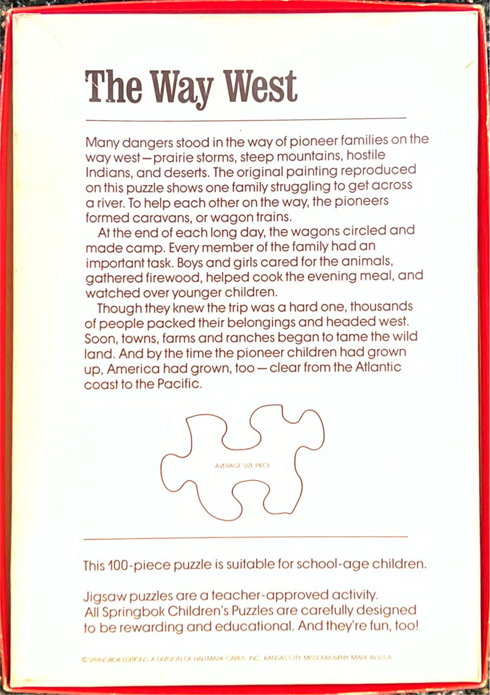 The Way West-SOLD - Springbok puzzle collectible - Main Image 2