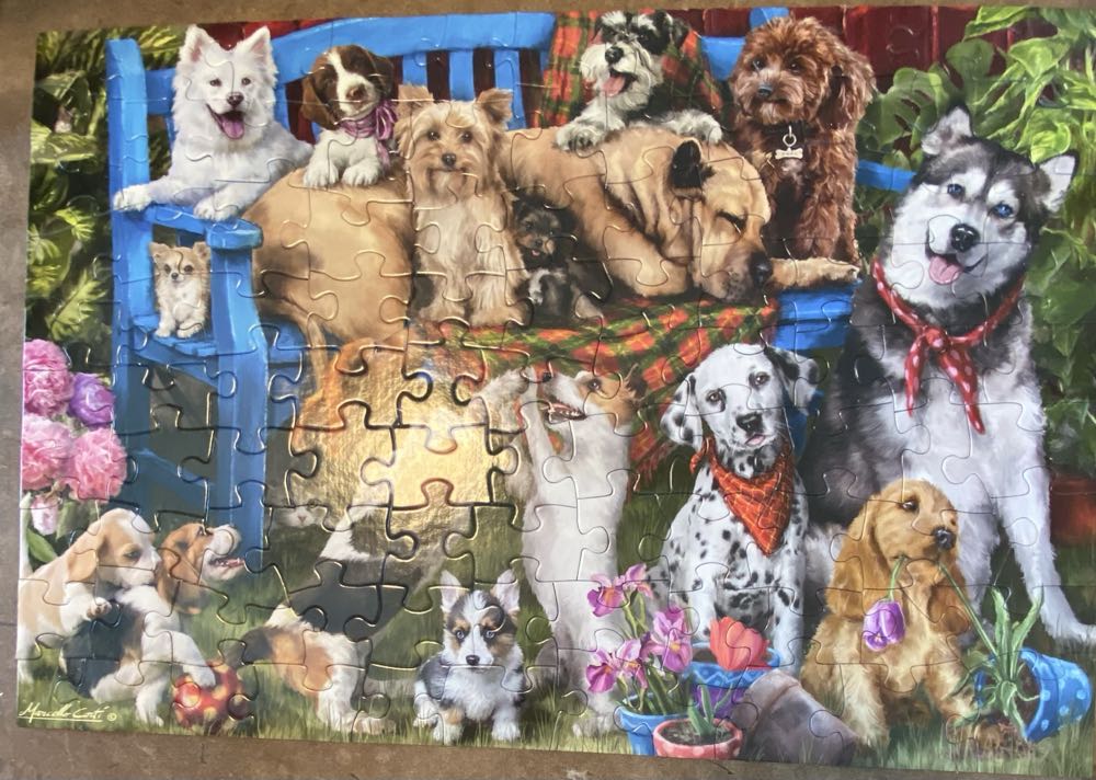 PATIO PUPS - Vermont Christmas Company 🇺🇸 puzzle collectible [Barcode 819273023766] - Main Image 3
