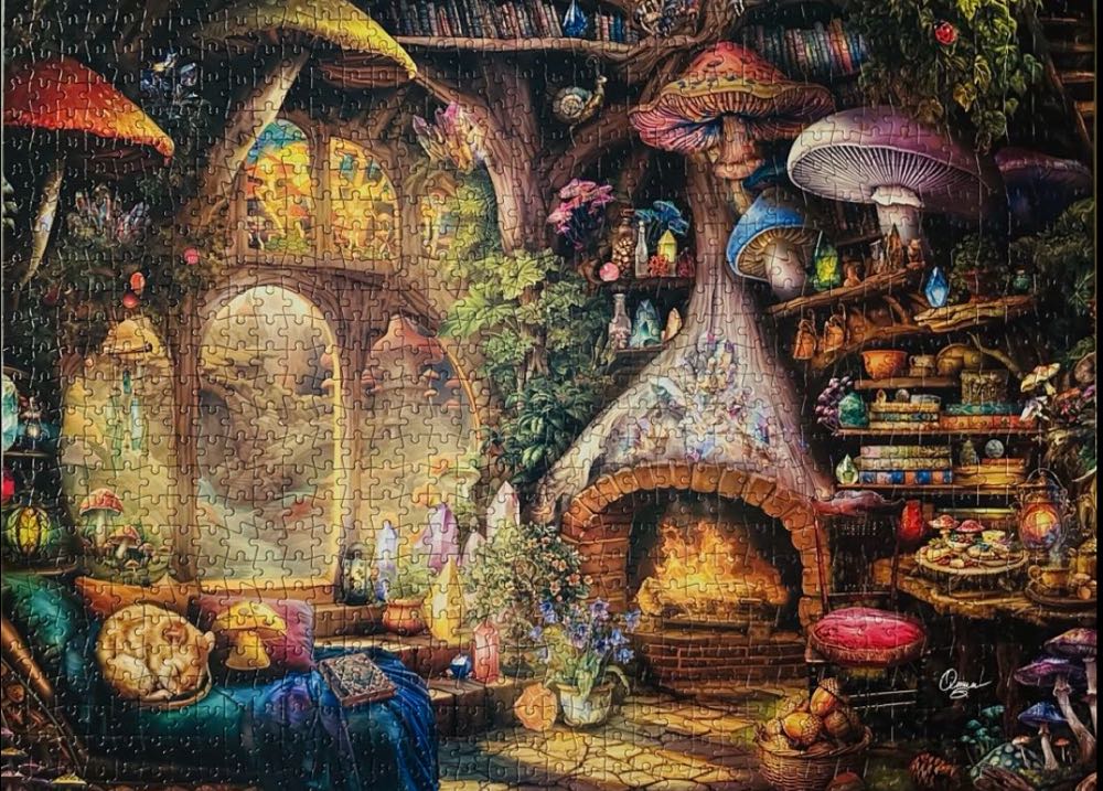 Merry Mushroom Cottage-NIB-FOR SALE - Buffalo Games puzzle collectible [Barcode 079346127634] - Main Image 3