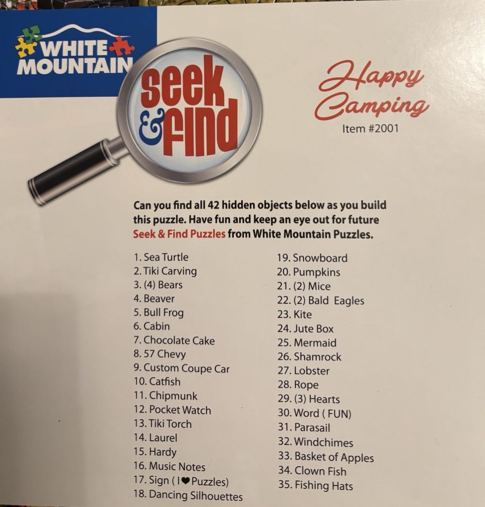 Happy Camping - White Mountain puzzle collectible [Barcode 724819268504] - Main Image 2