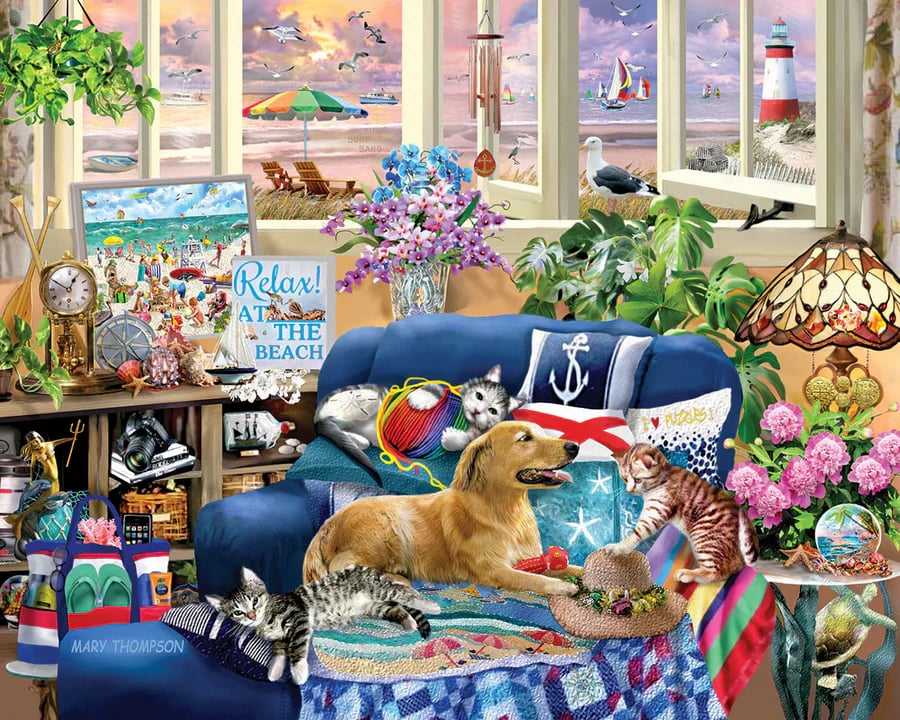 Beach Retreat - Not Yet - White Mountain puzzle collectible [Barcode 724819267941] - Main Image 2