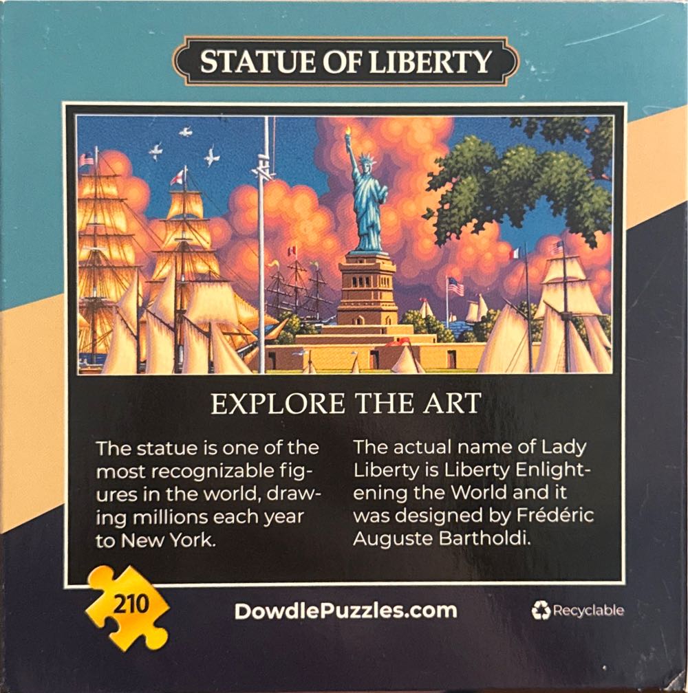 Dowdle Personal Puzzle Statue Of Liberty 210 Piece - Dowdle puzzle collectible [Barcode 671095902298] - Main Image 2