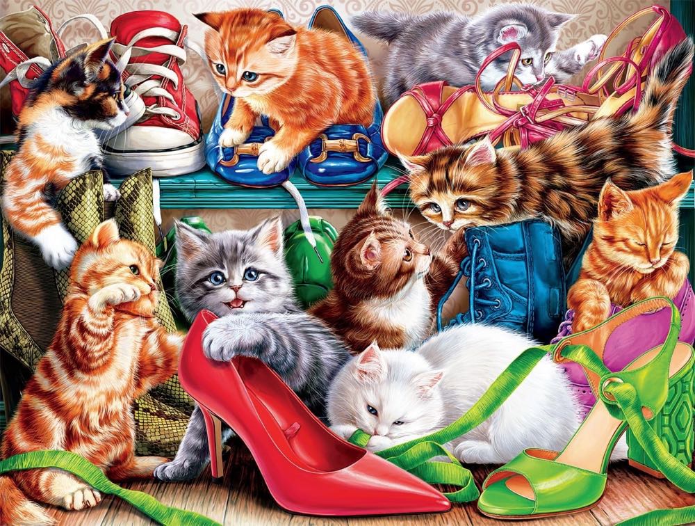 Shoe Closet Kittens - From Jeanne - Buffalo puzzle collectible [Barcode 079346178049] - Main Image 2