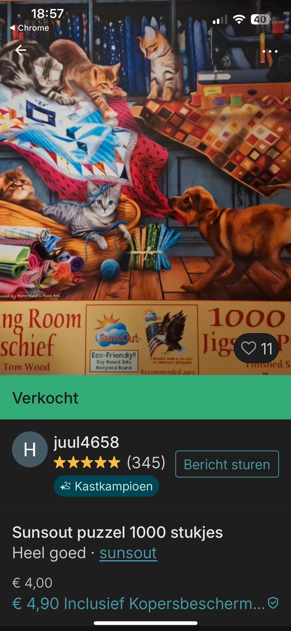 Quilting Room Mischief  🟦 - SunsOut puzzle collectible [Barcode 0796780288744] - Main Image 4